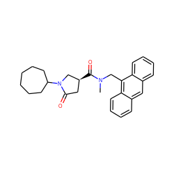 CN(Cc1c2ccccc2cc2ccccc12)C(=O)[C@H]1CC(=O)N(C2CCCCCC2)C1 ZINC000014959466