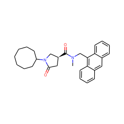 CN(Cc1c2ccccc2cc2ccccc12)C(=O)[C@H]1CC(=O)N(C2CCCCCCC2)C1 ZINC000014959481