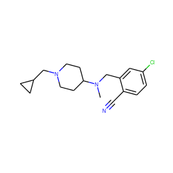 CN(Cc1cc(Cl)ccc1C#N)C1CCN(CC2CC2)CC1 ZINC000029129846