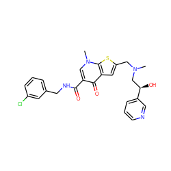 CN(Cc1cc2c(=O)c(C(=O)NCc3cccc(Cl)c3)cn(C)c2s1)C[C@@H](O)c1cccnc1 ZINC000028901467