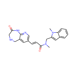 CN(Cc1cc2ccccc2n1C)C(=O)/C=C/c1cnc2c(c1)CNCC(=O)N2 ZINC000038559996