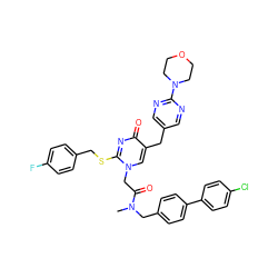 CN(Cc1ccc(-c2ccc(Cl)cc2)cc1)C(=O)Cn1cc(Cc2cnc(N3CCOCC3)nc2)c(=O)nc1SCc1ccc(F)cc1 ZINC000003842929