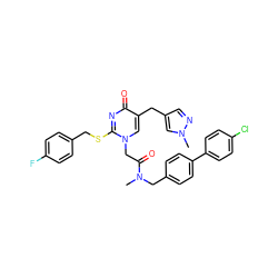 CN(Cc1ccc(-c2ccc(Cl)cc2)cc1)C(=O)Cn1cc(Cc2cnn(C)c2)c(=O)nc1SCc1ccc(F)cc1 ZINC000003842926