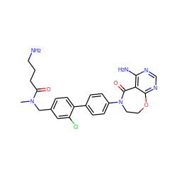 CN(Cc1ccc(-c2ccc(N3CCOc4ncnc(N)c4C3=O)cc2)c(Cl)c1)C(=O)CCCN ZINC000144453898