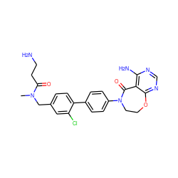 CN(Cc1ccc(-c2ccc(N3CCOc4ncnc(N)c4C3=O)cc2)c(Cl)c1)C(=O)CCN ZINC000144777783