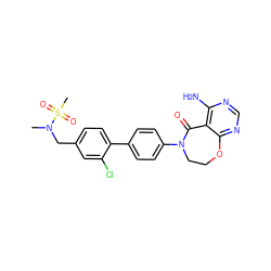 CN(Cc1ccc(-c2ccc(N3CCOc4ncnc(N)c4C3=O)cc2)c(Cl)c1)S(C)(=O)=O ZINC000144829589