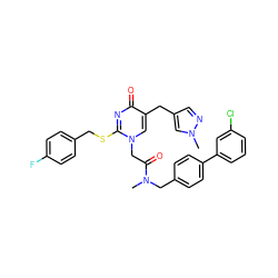 CN(Cc1ccc(-c2cccc(Cl)c2)cc1)C(=O)Cn1cc(Cc2cnn(C)c2)c(=O)nc1SCc1ccc(F)cc1 ZINC000027631754