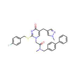 CN(Cc1ccc(-c2ccccc2)cc1)C(=O)Cn1cc(Cc2cnn(C)c2)c(=O)nc1SCc1ccc(F)cc1 ZINC000027629587