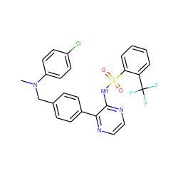 CN(Cc1ccc(-c2nccnc2NS(=O)(=O)c2ccccc2C(F)(F)F)cc1)c1ccc(Cl)cc1 ZINC000118908892