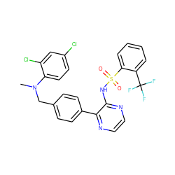 CN(Cc1ccc(-c2nccnc2NS(=O)(=O)c2ccccc2C(F)(F)F)cc1)c1ccc(Cl)cc1Cl ZINC000118911237