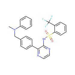 CN(Cc1ccc(-c2nccnc2NS(=O)(=O)c2ccccc2C(F)(F)F)cc1)c1ccccc1 ZINC000118908738