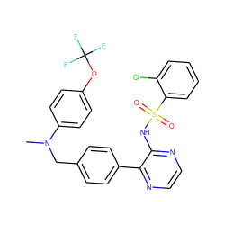 CN(Cc1ccc(-c2nccnc2NS(=O)(=O)c2ccccc2Cl)cc1)c1ccc(OC(F)(F)F)cc1 ZINC000137205743