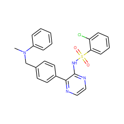 CN(Cc1ccc(-c2nccnc2NS(=O)(=O)c2ccccc2Cl)cc1)c1ccccc1 ZINC000137210838