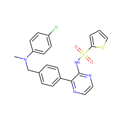 CN(Cc1ccc(-c2nccnc2NS(=O)(=O)c2cccs2)cc1)c1ccc(Cl)cc1 ZINC000137215527