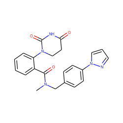 CN(Cc1ccc(-n2cccn2)cc1)C(=O)c1ccccc1N1CCC(=O)NC1=O ZINC000473114998