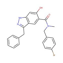 CN(Cc1ccc(Br)cc1)C(=O)c1cc2c(Cc3ccccc3)n[nH]c2cc1O ZINC000084732894