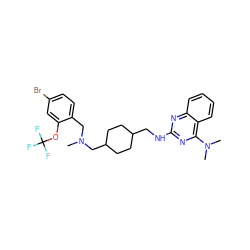 CN(Cc1ccc(Br)cc1OC(F)(F)F)CC1CCC(CNc2nc(N(C)C)c3ccccc3n2)CC1 ZINC000028134008