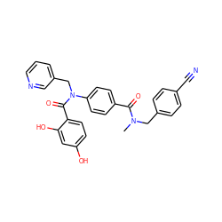 CN(Cc1ccc(C#N)cc1)C(=O)c1ccc(N(Cc2cccnc2)C(=O)c2ccc(O)cc2O)cc1 ZINC000653769240