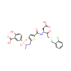 CN(Cc1ccc(C(=O)N[C@@H](CC(=O)O)C(=O)CSCc2ccccc2Cl)s1)S(=O)(=O)c1ccc(O)c(C(=O)O)c1 ZINC000027558697