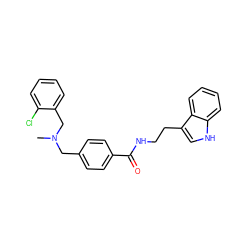 CN(Cc1ccc(C(=O)NCCc2c[nH]c3ccccc23)cc1)Cc1ccccc1Cl ZINC000169341969