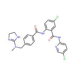 CN(Cc1ccc(C(=O)Nc2ccc(Cl)cc2C(=O)Nc2ccc(Cl)cn2)cc1)C1=NCCN1 ZINC000028092508