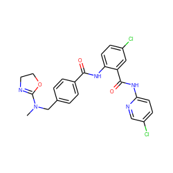 CN(Cc1ccc(C(=O)Nc2ccc(Cl)cc2C(=O)Nc2ccc(Cl)cn2)cc1)C1=NCCO1 ZINC000028087861