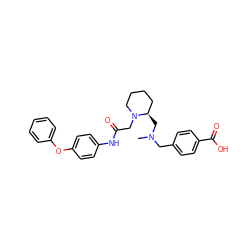 CN(Cc1ccc(C(=O)O)cc1)C[C@@H]1CCCCN1CC(=O)Nc1ccc(Oc2ccccc2)cc1 ZINC000040933641