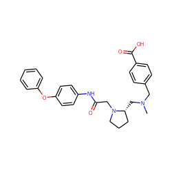 CN(Cc1ccc(C(=O)O)cc1)C[C@@H]1CCCN1CC(=O)Nc1ccc(Oc2ccccc2)cc1 ZINC000040936706