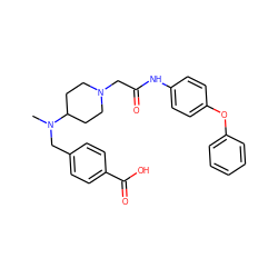 CN(Cc1ccc(C(=O)O)cc1)C1CCN(CC(=O)Nc2ccc(Oc3ccccc3)cc2)CC1 ZINC000040414234