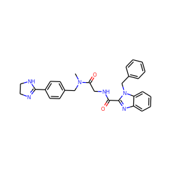 CN(Cc1ccc(C2=NCCN2)cc1)C(=O)CNC(=O)c1nc2ccccc2n1Cc1ccccc1 ZINC000040950654