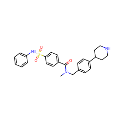 CN(Cc1ccc(C2CCNCC2)cc1)C(=O)c1ccc(S(=O)(=O)Nc2ccccc2)cc1 ZINC000299820581