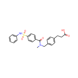 CN(Cc1ccc(CCC(=O)O)cc1)C(=O)c1ccc(S(=O)(=O)Nc2ccccc2)cc1 ZINC000299831297