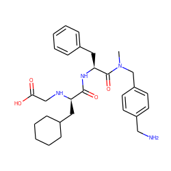 CN(Cc1ccc(CN)cc1)C(=O)[C@H](Cc1ccccc1)NC(=O)[C@@H](CC1CCCCC1)NCC(=O)O ZINC000206331987