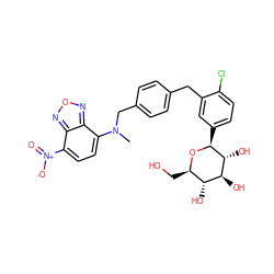 CN(Cc1ccc(Cc2cc([C@@H]3O[C@H](CO)[C@@H](O)[C@H](O)[C@H]3O)ccc2Cl)cc1)c1ccc([N+](=O)[O-])c2nonc12 ZINC000042804831