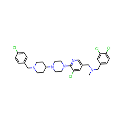 CN(Cc1ccc(Cl)c(Cl)c1)Cc1cnc(N2CCN(C3CCN(Cc4ccc(Cl)cc4)CC3)CC2)c(Cl)c1 ZINC000049677753