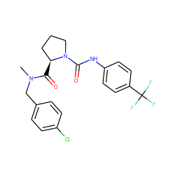 CN(Cc1ccc(Cl)cc1)C(=O)[C@H]1CCCN1C(=O)Nc1ccc(C(F)(F)F)cc1 ZINC000040899370