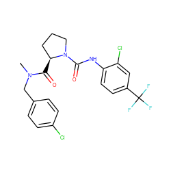 CN(Cc1ccc(Cl)cc1)C(=O)[C@H]1CCCN1C(=O)Nc1ccc(C(F)(F)F)cc1Cl ZINC000040900962