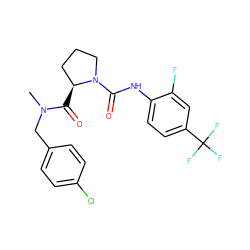 CN(Cc1ccc(Cl)cc1)C(=O)[C@H]1CCCN1C(=O)Nc1ccc(C(F)(F)F)cc1F ZINC000040403039