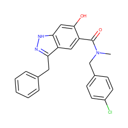 CN(Cc1ccc(Cl)cc1)C(=O)c1cc2c(Cc3ccccc3)n[nH]c2cc1O ZINC000084706875