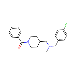 CN(Cc1ccc(Cl)cc1)CC1CCN(C(=O)c2ccccc2)CC1 ZINC000084634243