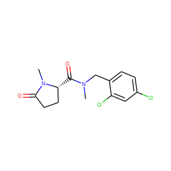 CN(Cc1ccc(Cl)cc1Cl)C(=O)[C@@H]1CCC(=O)N1C ZINC000058591985