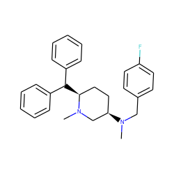 CN(Cc1ccc(F)cc1)[C@@H]1CC[C@H](C(c2ccccc2)c2ccccc2)N(C)C1 ZINC000022932236