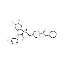 CN(Cc1ccc(F)cc1)C(=O)[C@@]1(c2ccc(Cl)c(Cl)c2)C[C@H]1CN1CCN(C(=O)CN2CCCCC2)CC1 ZINC000066066415