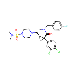 CN(Cc1ccc(F)cc1)C(=O)[C@@]1(c2ccc(Cl)c(Cl)c2)C[C@H]1CN1CCN(S(=O)(=O)N(C)C)CC1 ZINC000066097205