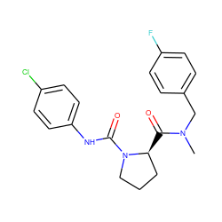 CN(Cc1ccc(F)cc1)C(=O)[C@H]1CCCN1C(=O)Nc1ccc(Cl)cc1 ZINC000040393521