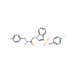 CN(Cc1ccc(F)cc1)C(=O)Cn1cc(S(=O)(=O)Cc2ccc(F)cc2)c2ccccc21 ZINC000072318033