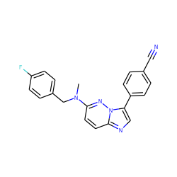 CN(Cc1ccc(F)cc1)c1ccc2ncc(-c3ccc(C#N)cc3)n2n1 ZINC000040955842