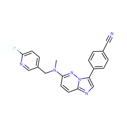 CN(Cc1ccc(F)nc1)c1ccc2ncc(-c3ccc(C#N)cc3)n2n1 ZINC000103205936