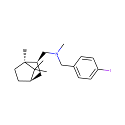 CN(Cc1ccc(I)cc1)C[C@H]1C[C@H]2CC[C@]1(C)C2(C)C ZINC000095560664