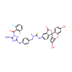 CN(Cc1ccc(Nc2nc(N)n(C(=O)c3c(F)cccc3F)n2)cc1)C(=S)Nc1ccc2c(c1)C(=O)OC21c2ccc(O)cc2Oc2cc(O)ccc21 ZINC000725236954